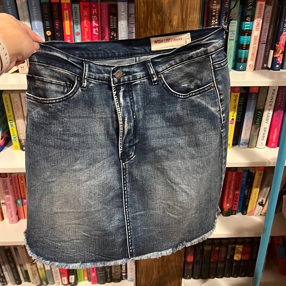 Raw edge Jean Skirt